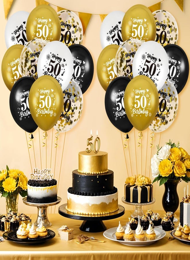 Yoirrat 50th Birthday Balloons for Men, 24Pcs Black Gold White Happy 50th Birthday Balloons Decorations for Men Women 50 Years Old Party Decor Supplies - Image 2